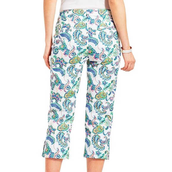 Talbots Perfect Skimmer Pants Womens 14P Multicolor Paisley Cotton Pedal Pushers - Picture 2 of 8